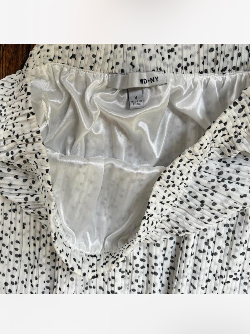 WD.NY White Maxi Skirt with Black polka dot Print - Picture 2 of 8